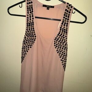 Black Pink Embellished Tank Top